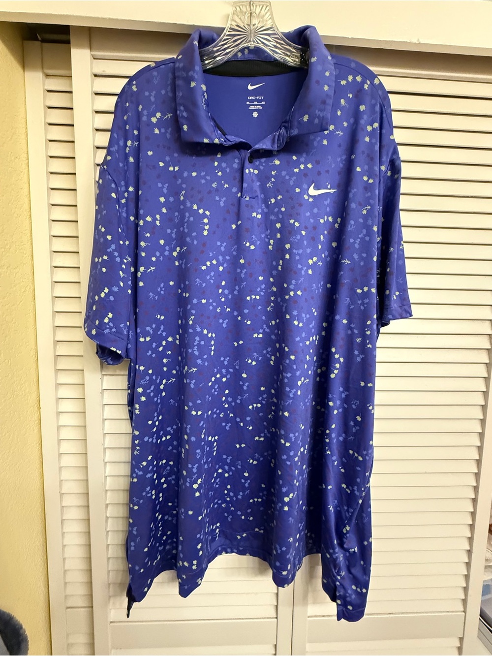 Nike Men’s Sz 3XL Purple Dri-FIT Print Polo Golf Shirt